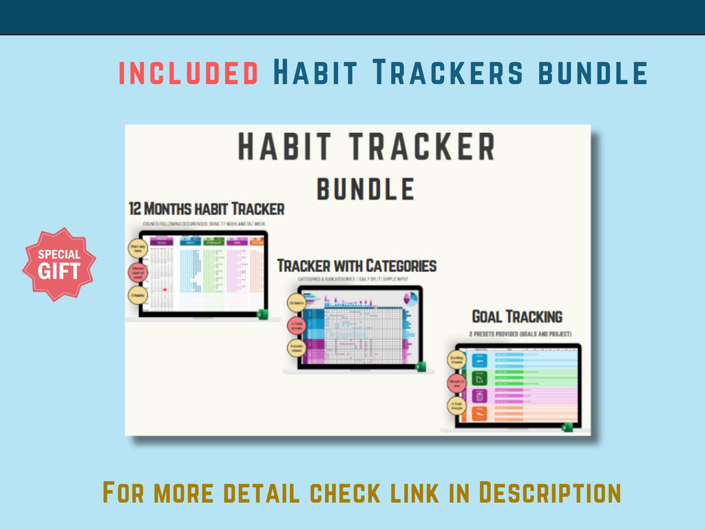 Project Management, Resource Management, Habit Tracker Pro Excel Bundle all in one. Instant Download Template