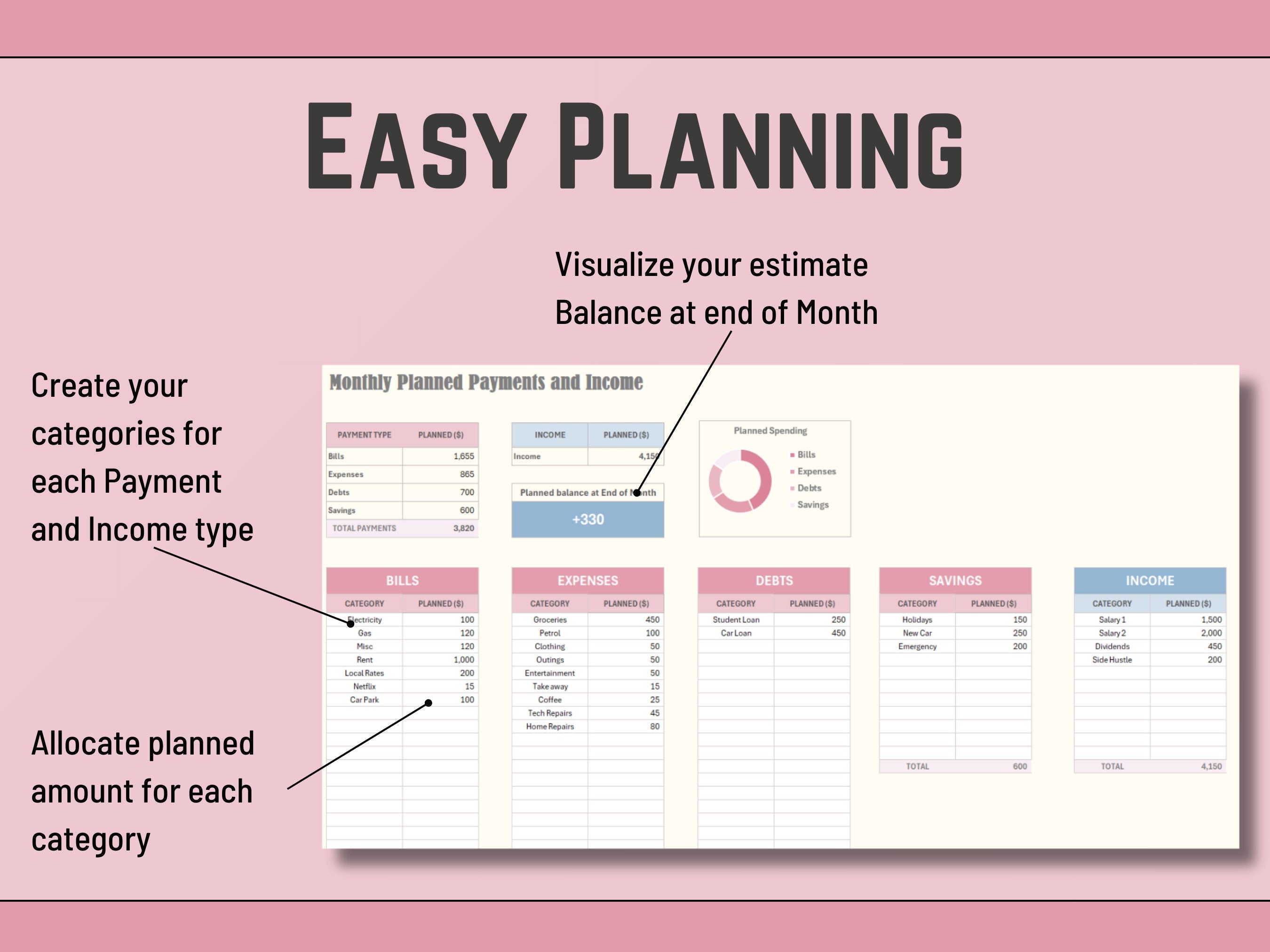 Budget Excel Spreadsheet: Income and Expense Tracker (Digital Download)