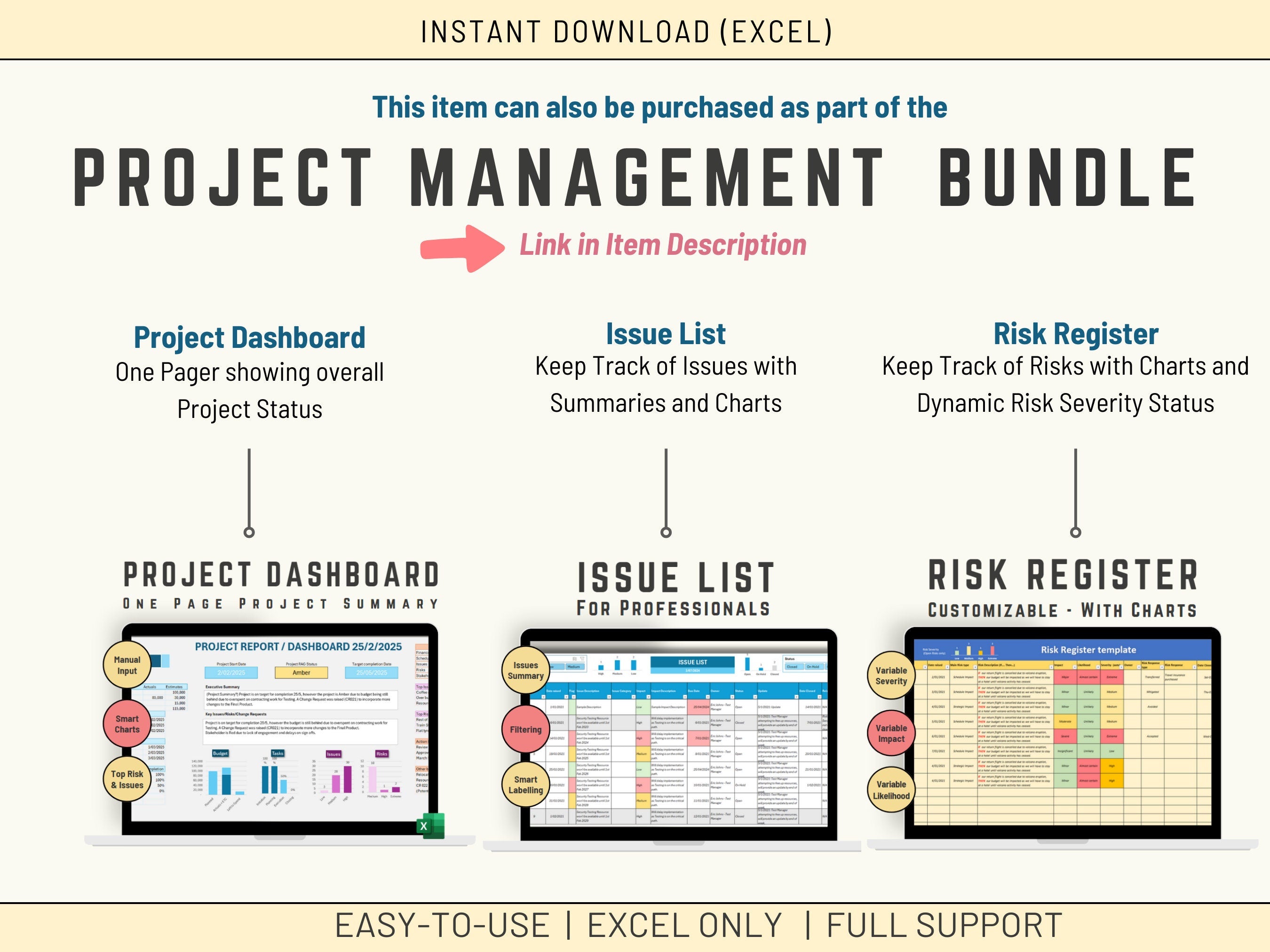 Excel Project Dashboard Template with Risk, Issues, Budget and Status