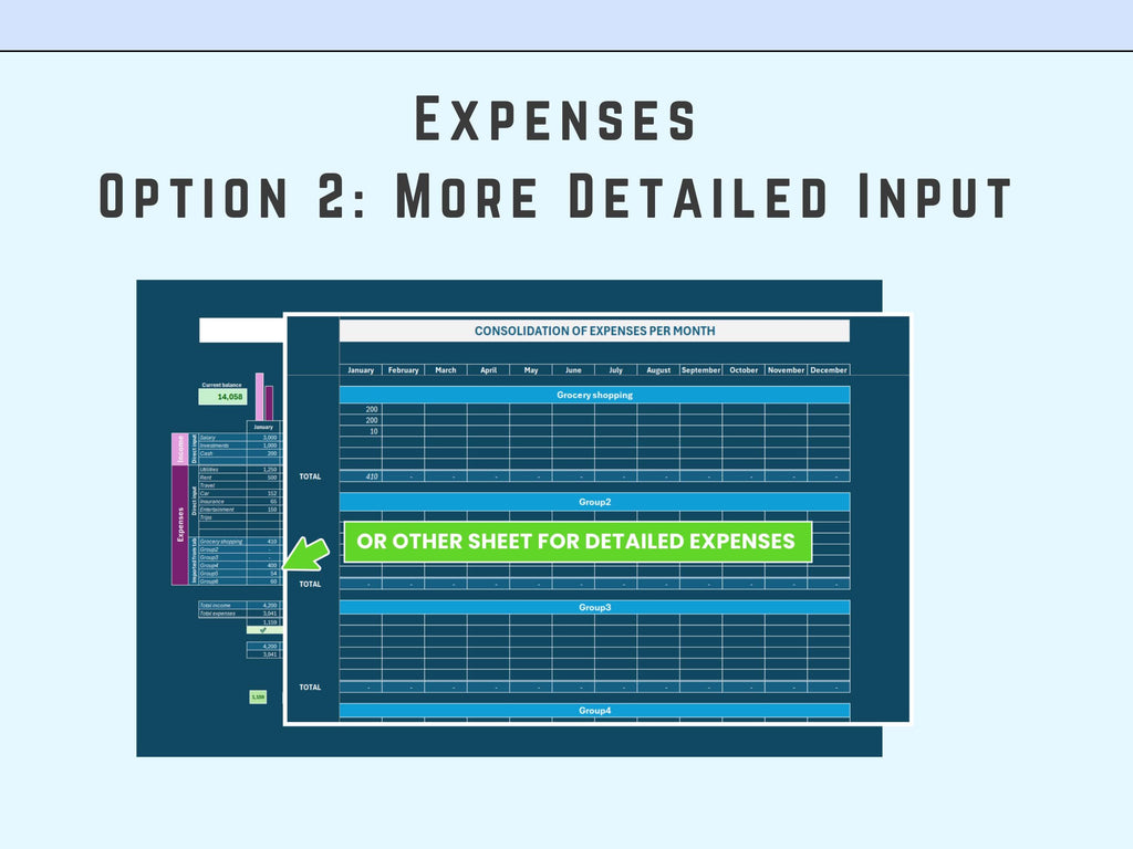 Excel Personal Finances 12 months | Income and Expenses | Summary Charts | Digital Download
