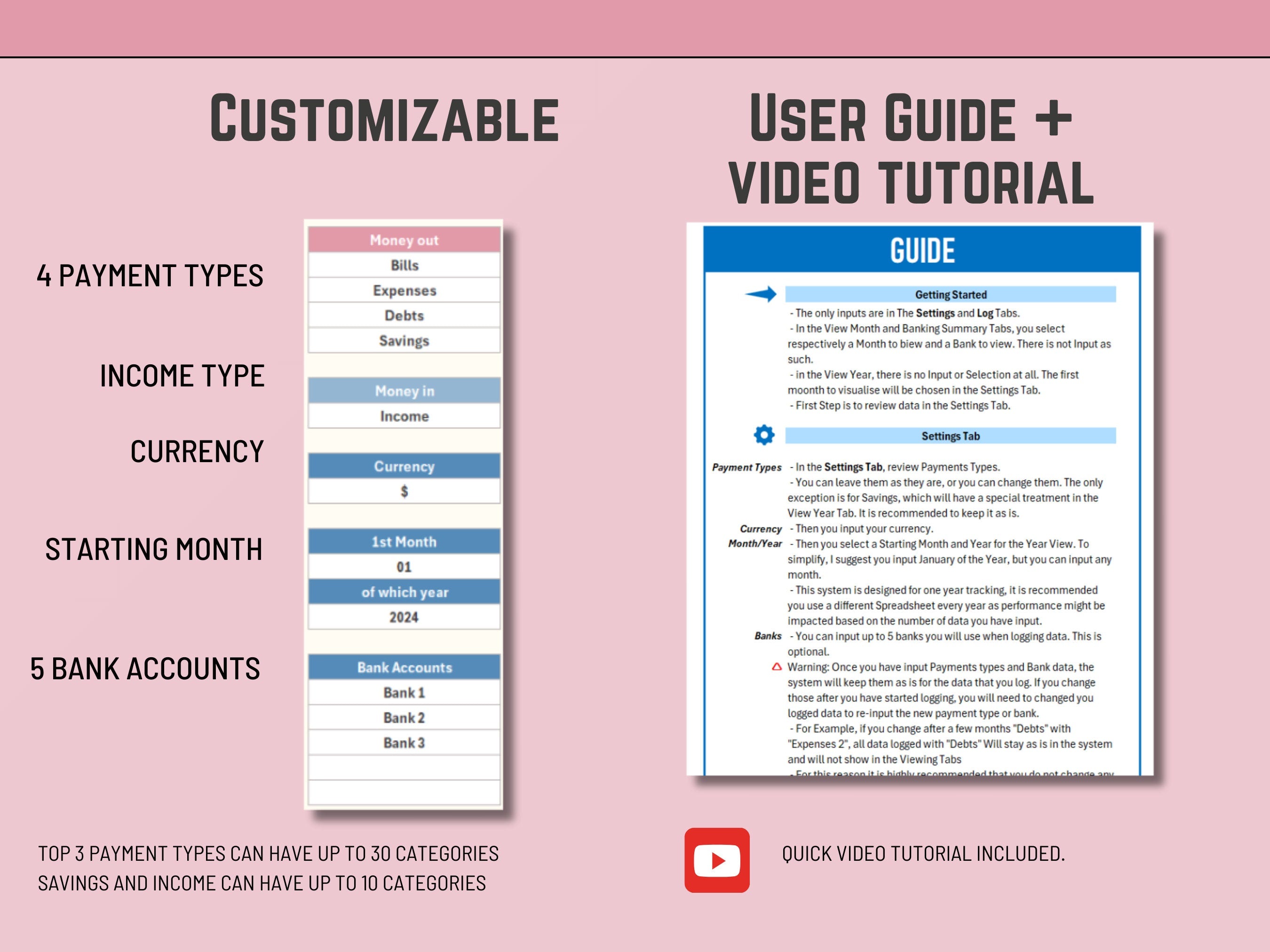Budget Excel Spreadsheet: Income and Expense Tracker (Digital Download)