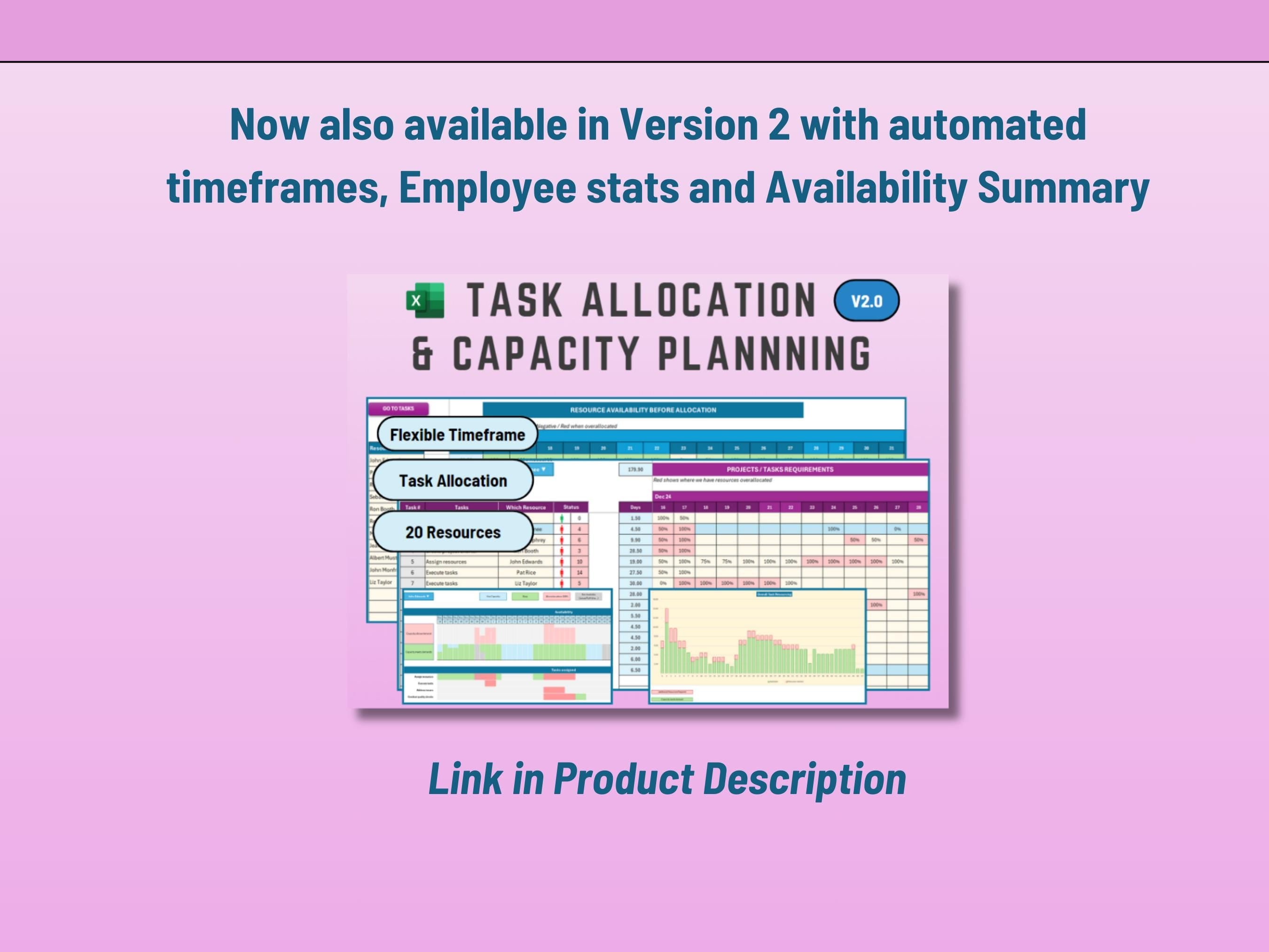 Excel Resource Planning and Allocation System v1, Resource Management template, Capacity Planning spreadsheet, Instant Download Team Planning