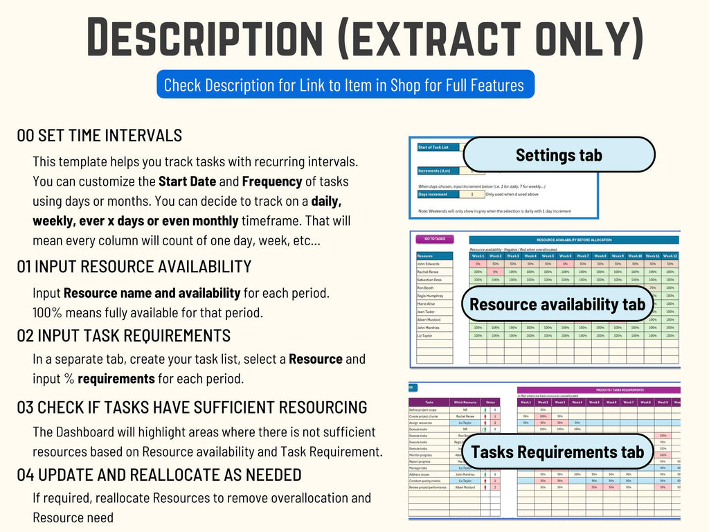Excel Resource Management Bundle of 4 Templates: Capacity Planning & Task Allocation Workload Utilization, Project Assignment and Scheduling