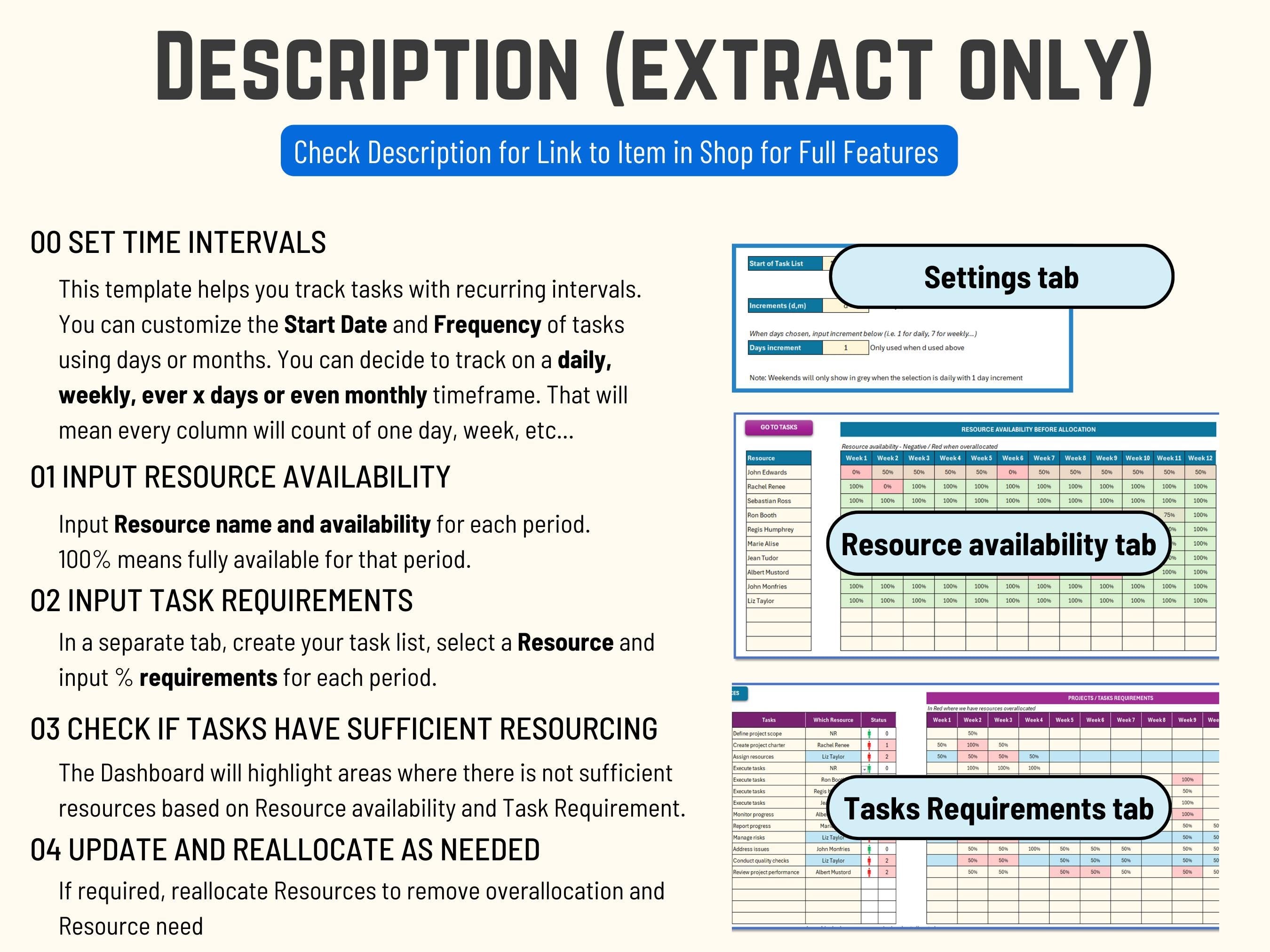Excel Resource Management Bundle of 4 Templates: Capacity Planning & Task Allocation Workload Utilization, Project Assignment and Scheduling