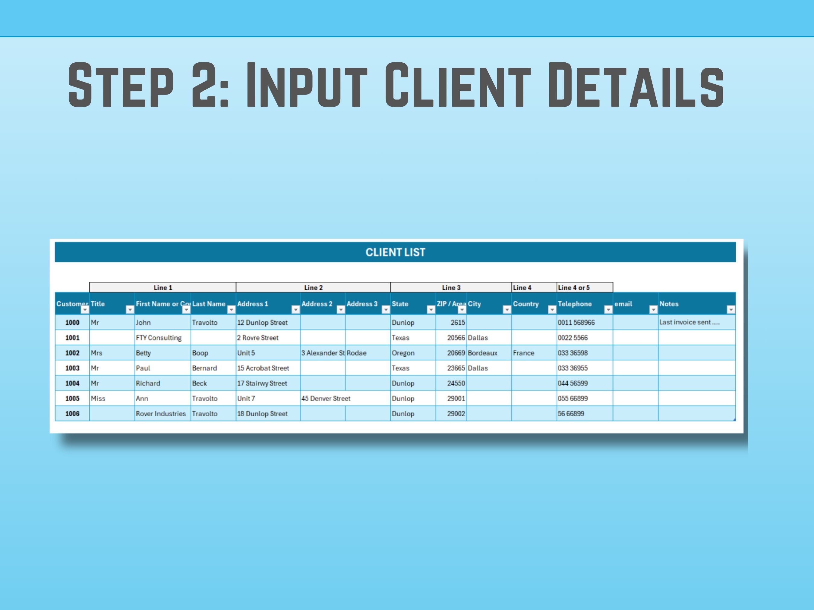 Excel Invoice Template: Client & Product List, Small Business Accounting (Digital Download)