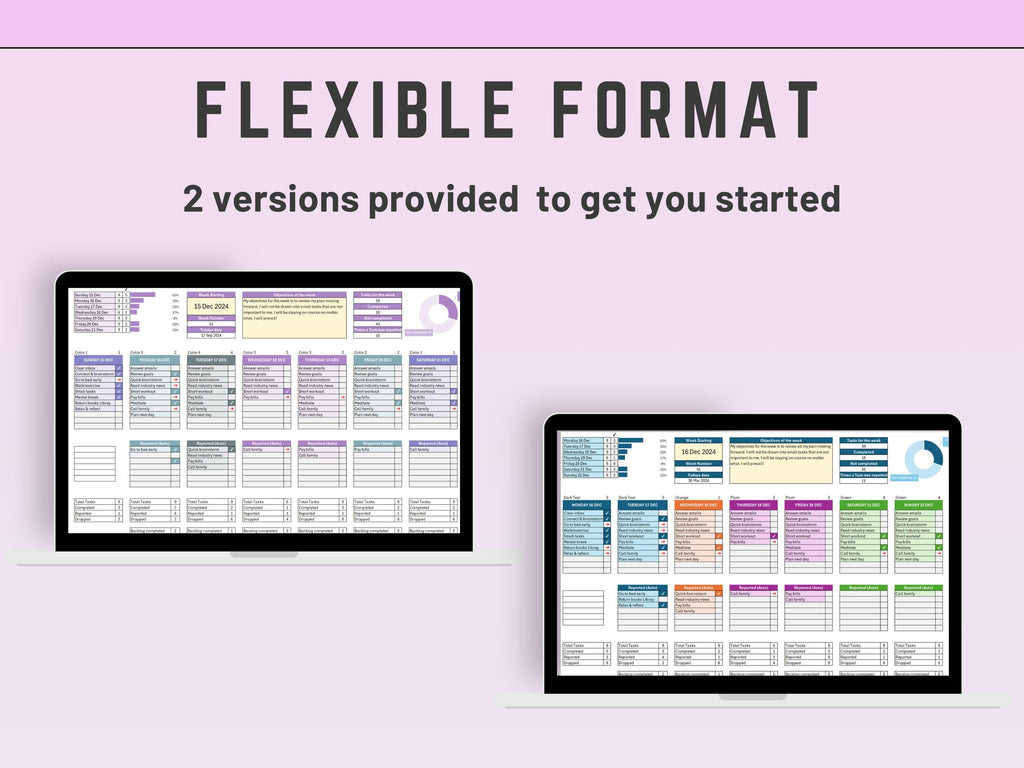 Weekly To-Do List with Automated Backlog in Excel | Planner | Weekly Planner Template | Color Coded Digital Product