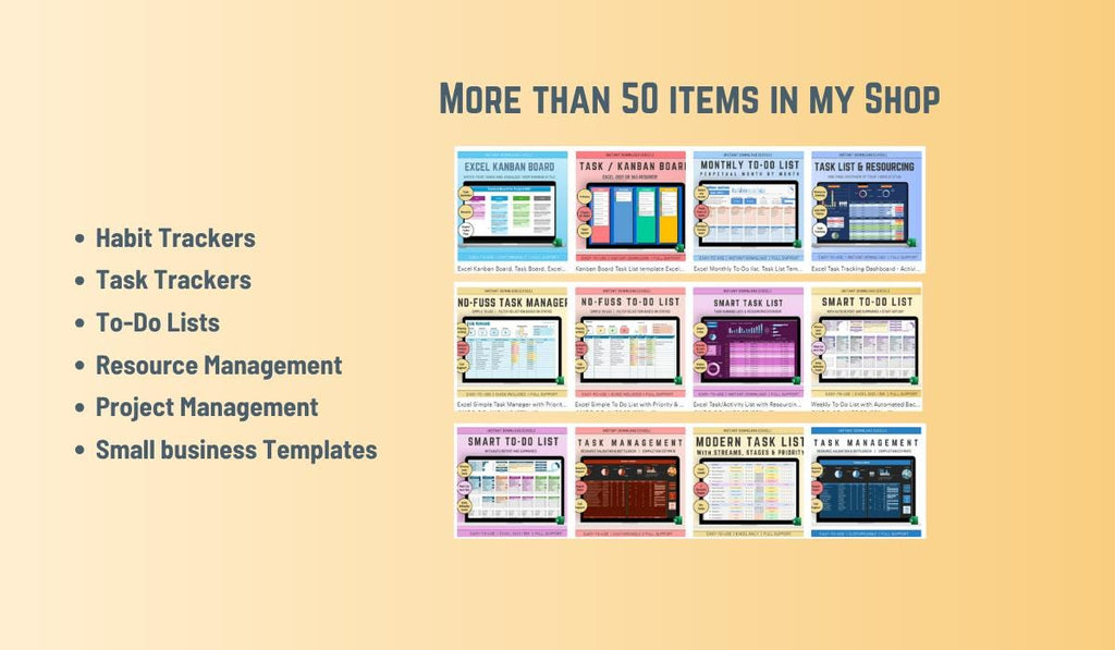 Excel Task List or Dashboard Template to Track Tasks, Projects or Activities, Small business or individual, instant download spreadsheet