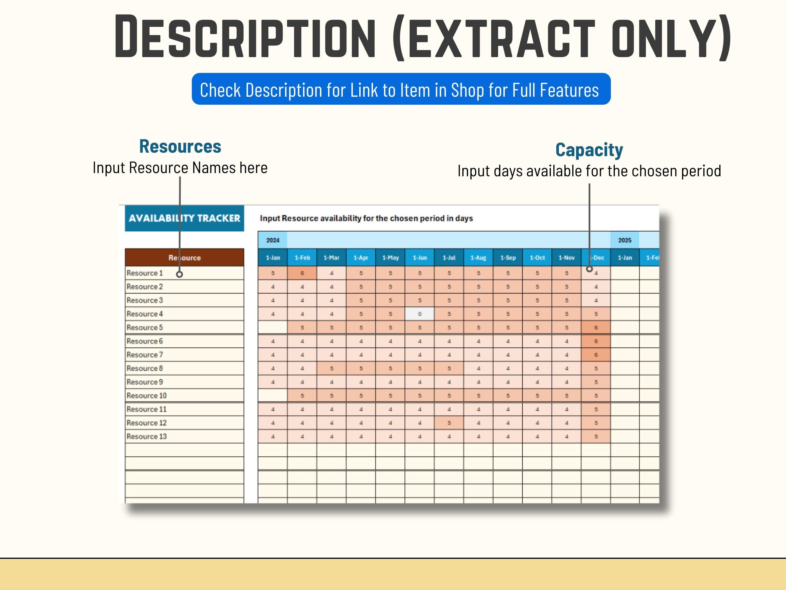 Excel Resource Management Bundle of 4 Templates: Capacity Planning & Task Allocation Workload Utilization, Project Assignment and Scheduling