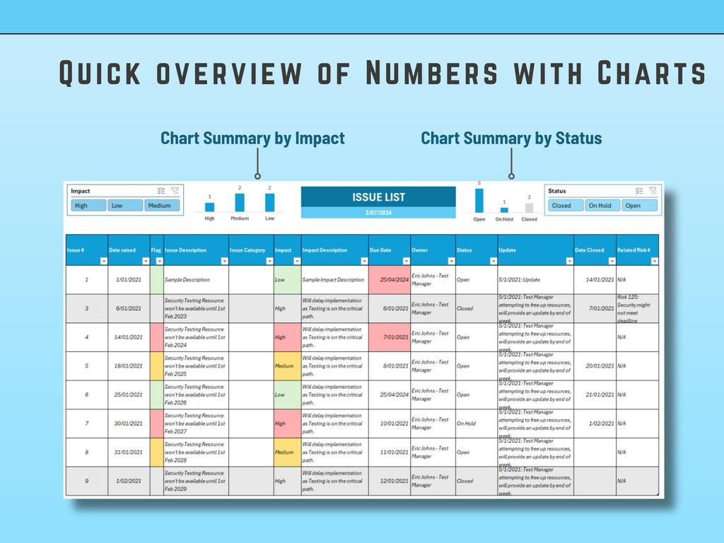 Excel Issue List and Tracker Template