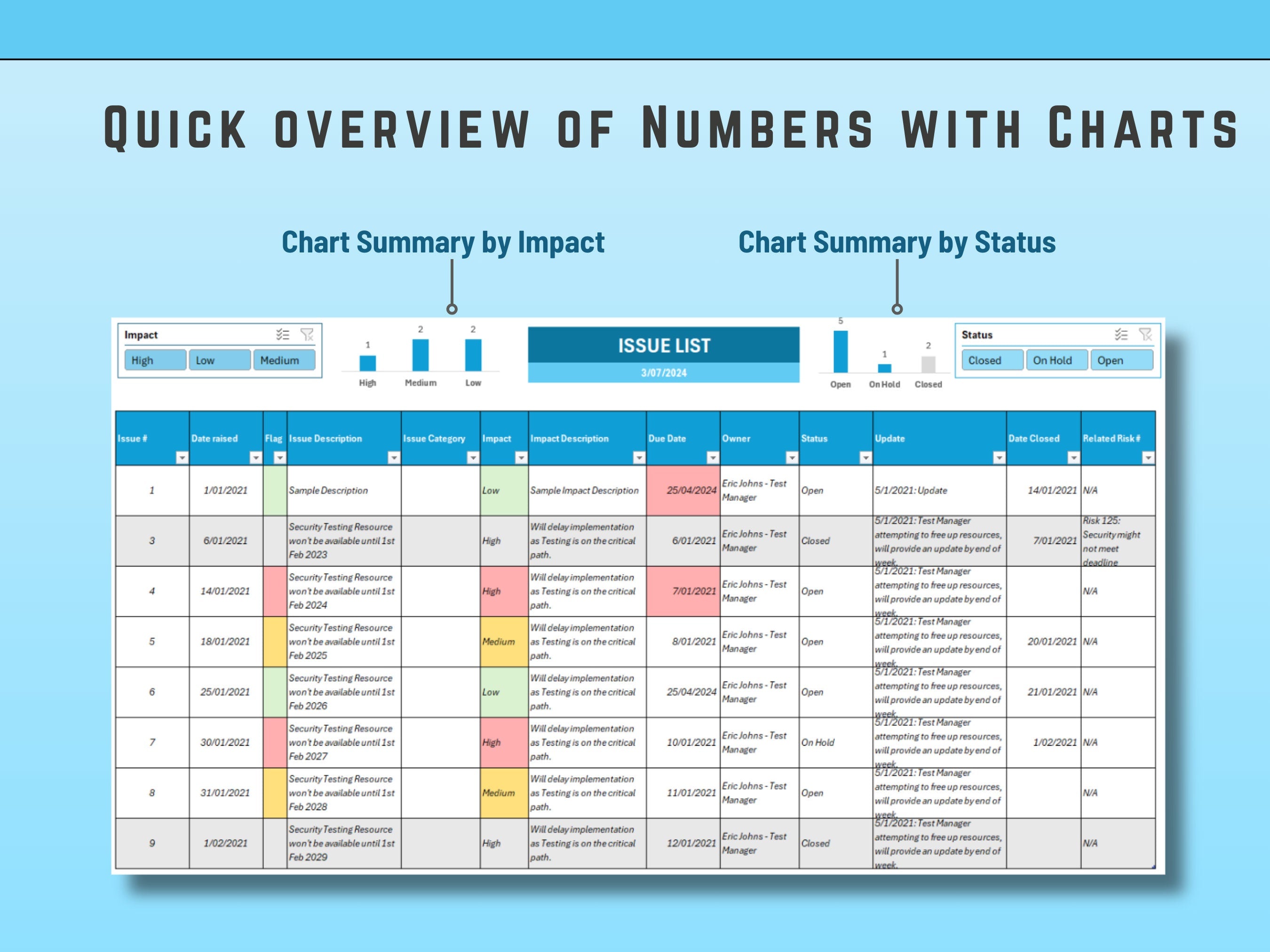Excel Issue List and Tracker Template