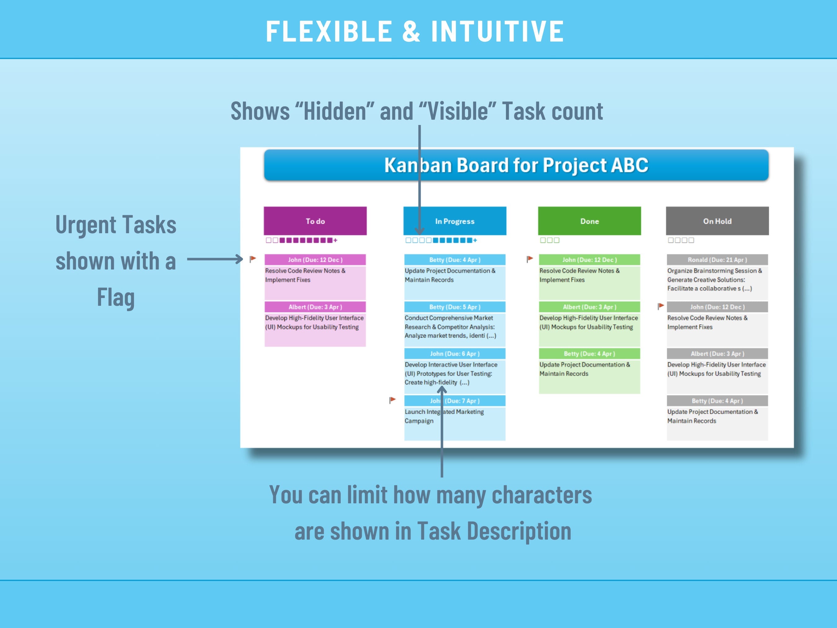 Excel Kanban Board, Task Board, Excel Task List and Tracking, Project Management, Agile Task Board, Instant Download Digital Item, Scrum