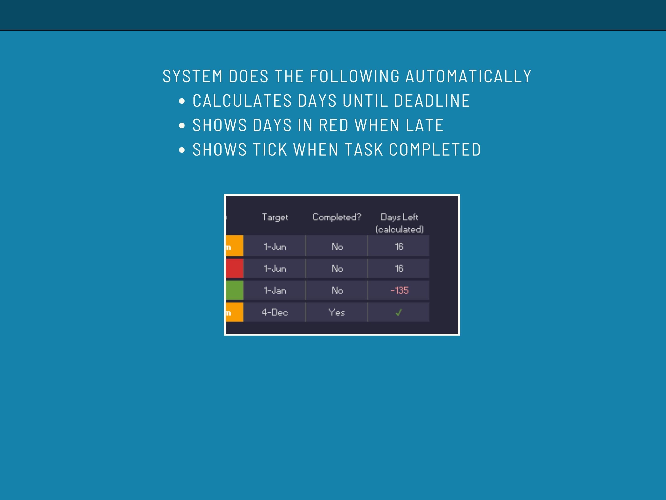 System for tracking tasks with deadlines on a blue background