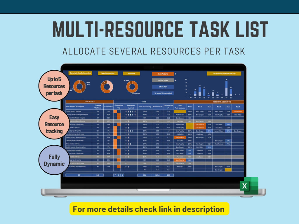 Multi-resource task list software (excel Template)