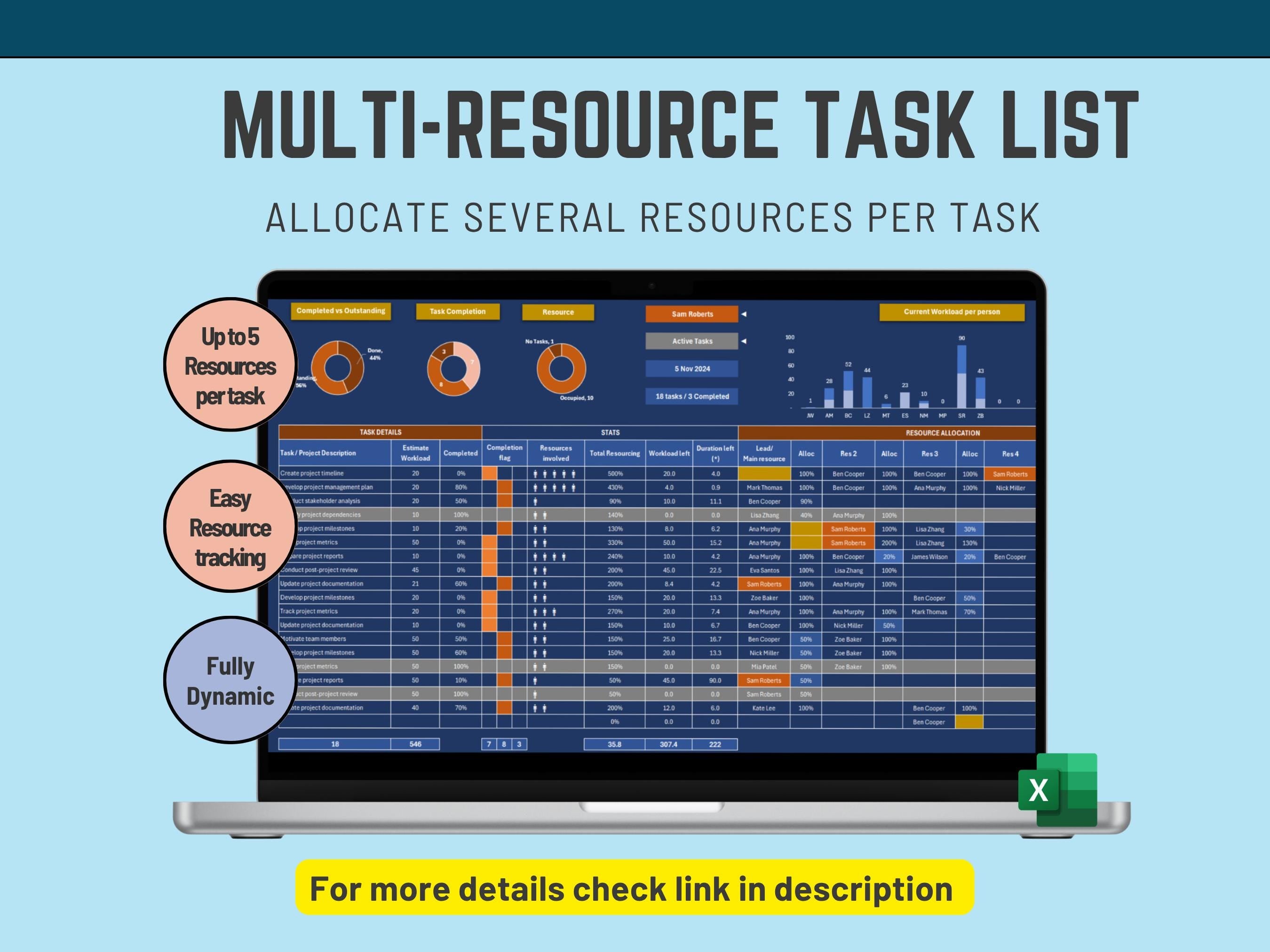 Multi-resource task list software (excel Template)