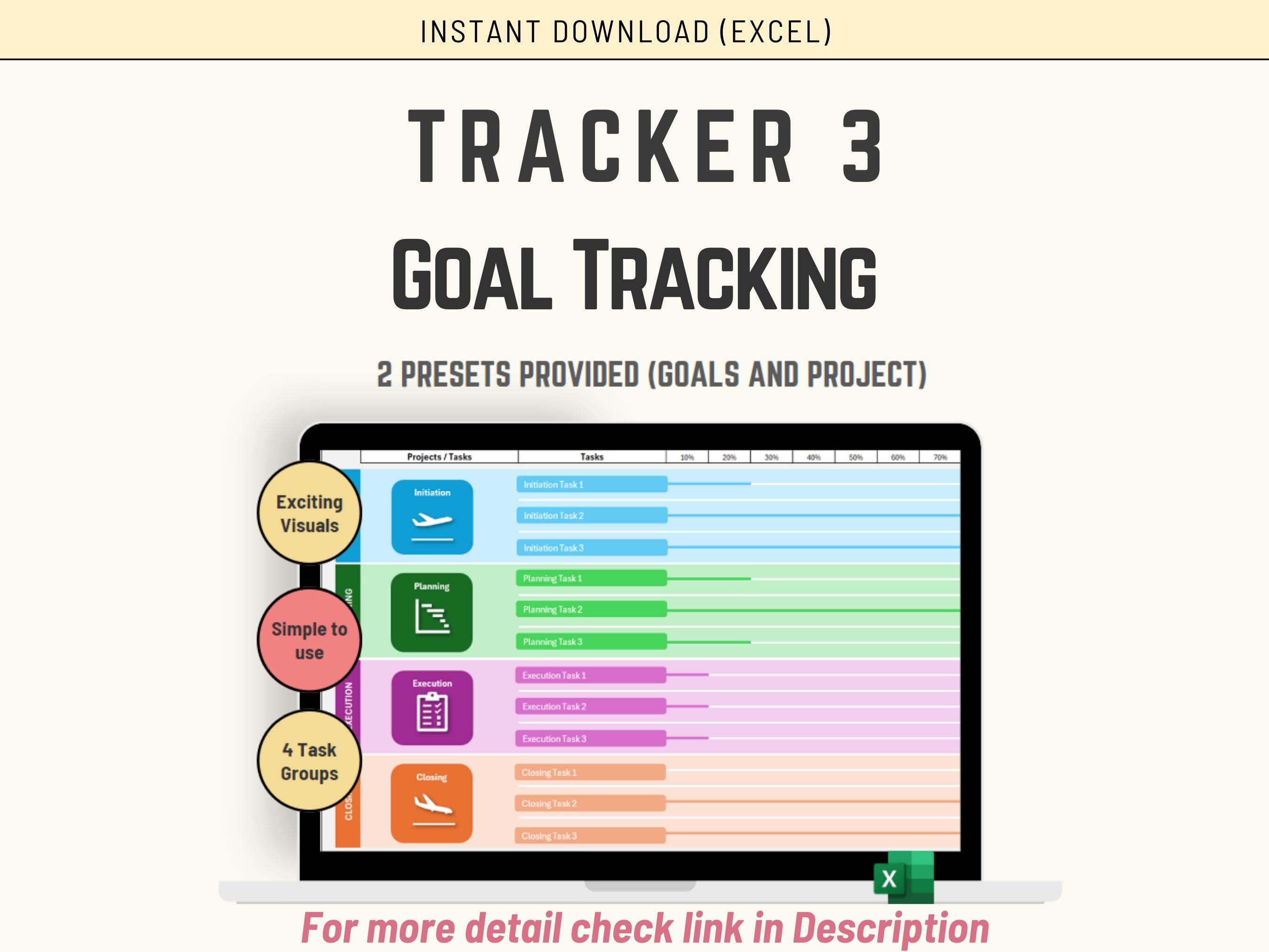 Excel Habit Tracker Template Bundle: Daily & 12-Month Goal Planner (Instant Download