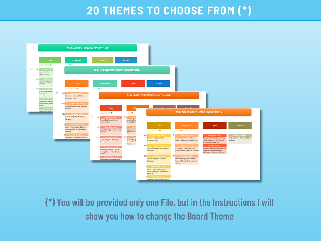 Excel Kanban Board, Task Board, Excel Task List and Tracking, Project Management, Agile Task Board, Instant Download Digital Item, Scrum
