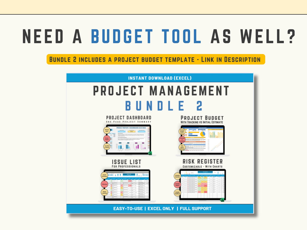Excel Project Management Pack, Project Status Dashboard, Risk Register and Issue Log