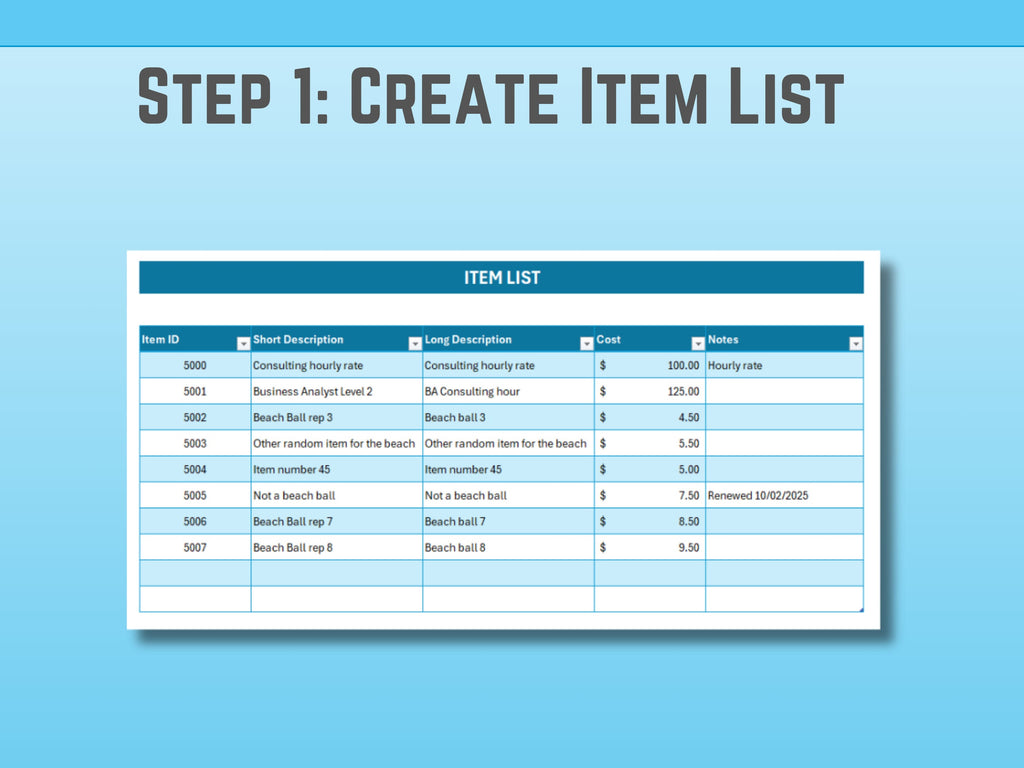 Excel Invoice Template: Client & Product List, Small Business Accounting (Digital Download)