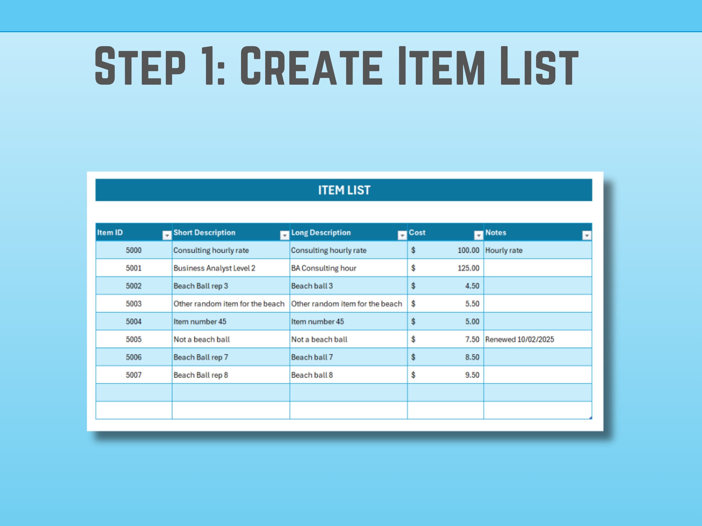 Excel Invoice Template: Client & Product List, Small Business Accounting (Digital Download)