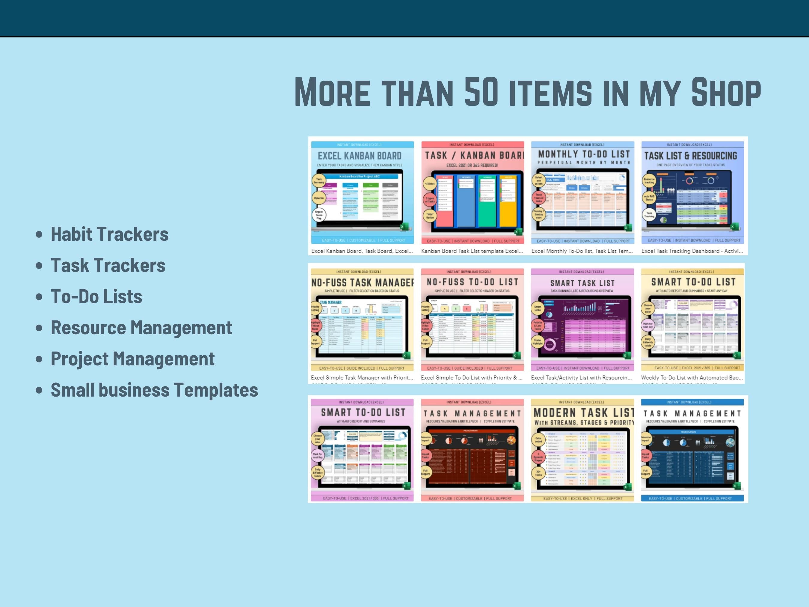 Project Management, Resource Management, Habit Tracker Pro Excel Bundle all in one. Instant Download Template