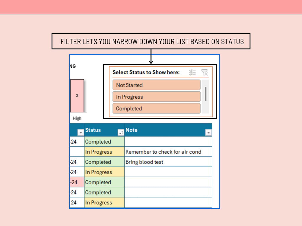 Automated due date highlighting in an Excel template to identify urgent task deadlines.