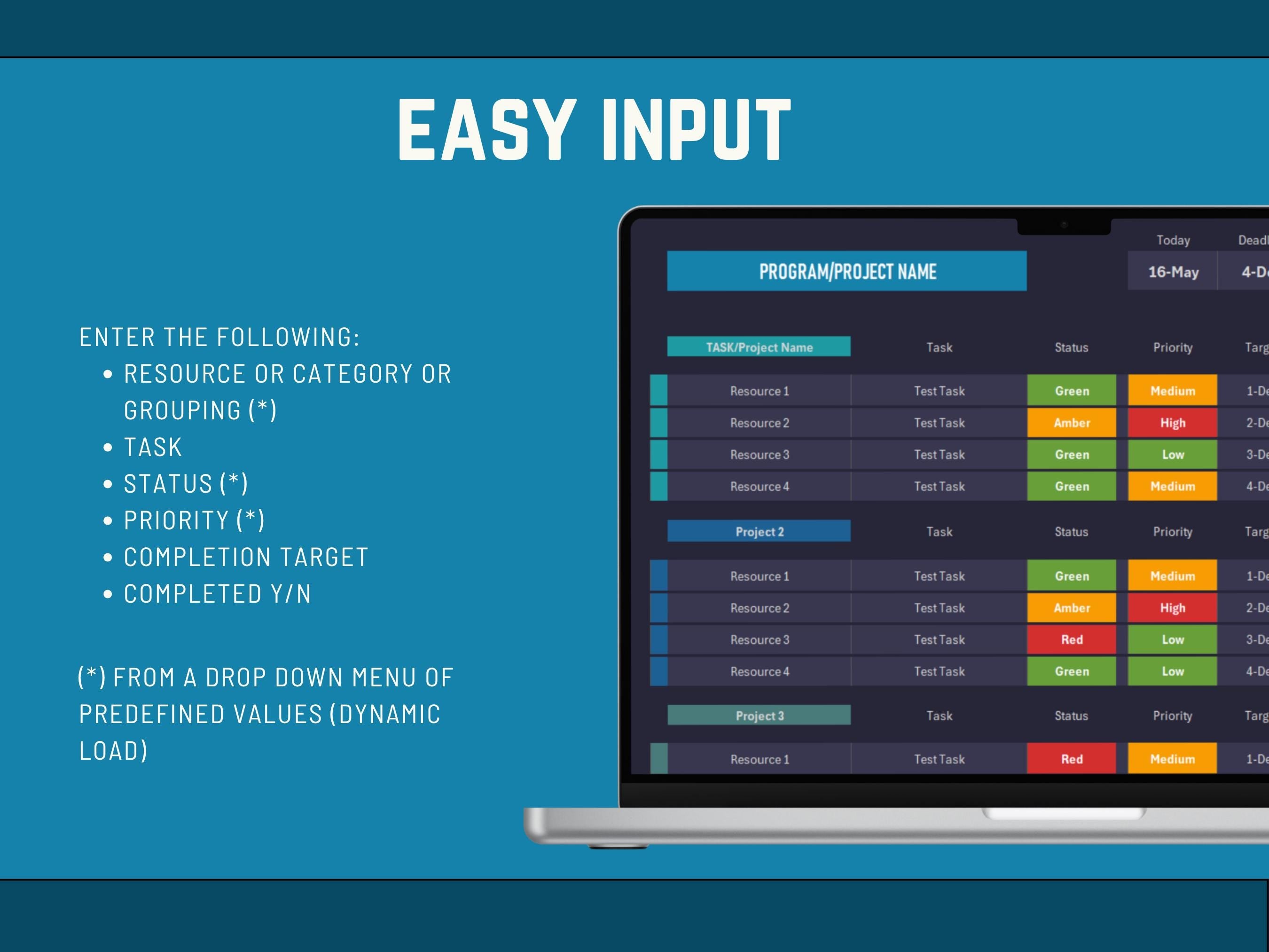 Professional Excel workflow management charts for visualizing project progress and resource data.