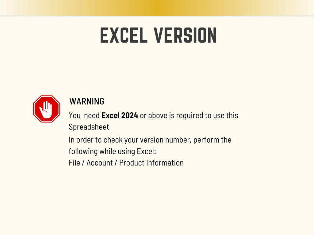 Version warning on a Dynamic Excel task priority matrix with automated charts and resource tracking stats