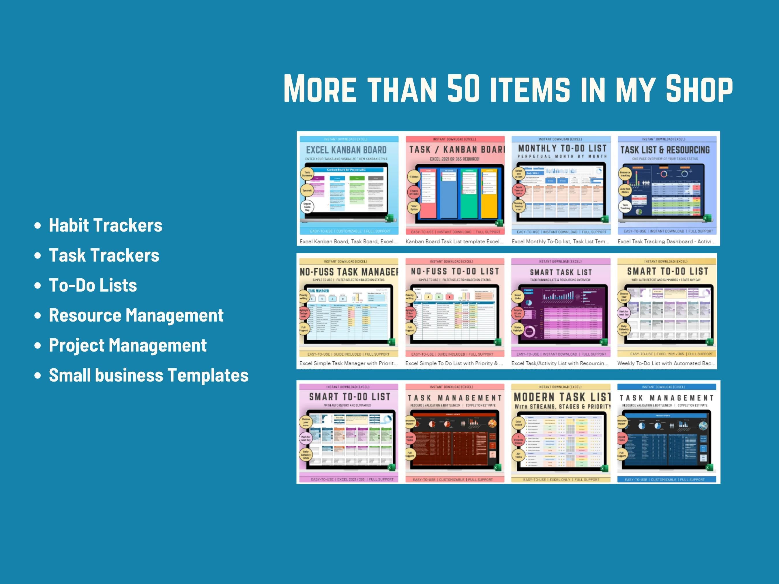 Excel Task List Dashboard Template, Dark Mode Task Tracker, Resource Planner, Project Management, Tracking and Scheduling, Instant Download