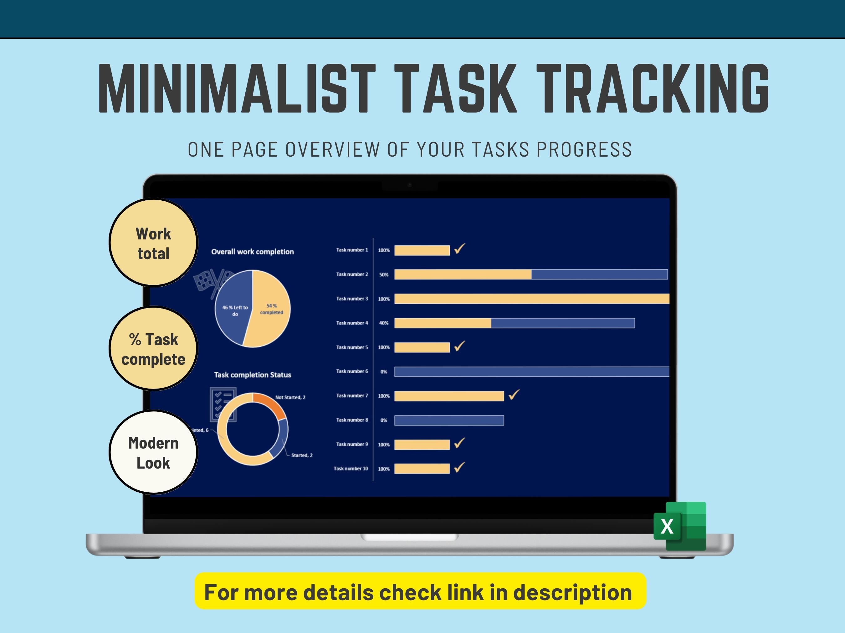 Interactive Gantt style charts within an Excel task manager for timeline visualization.