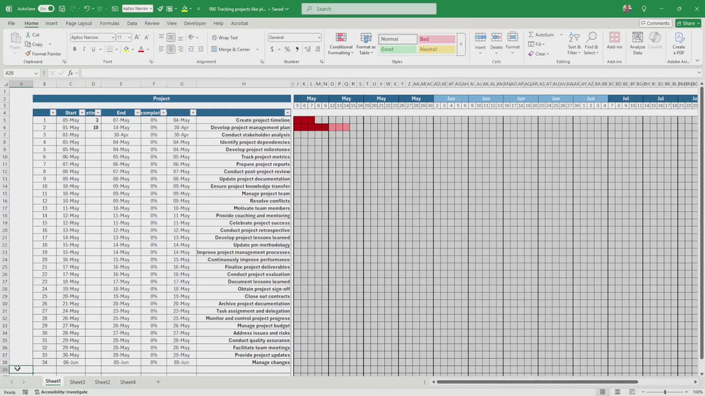 Excel Gantt Chart like Timeline Template | Visual Project Tracker & Progress Planner, Instant Download Digital Product, Task Board in Excel