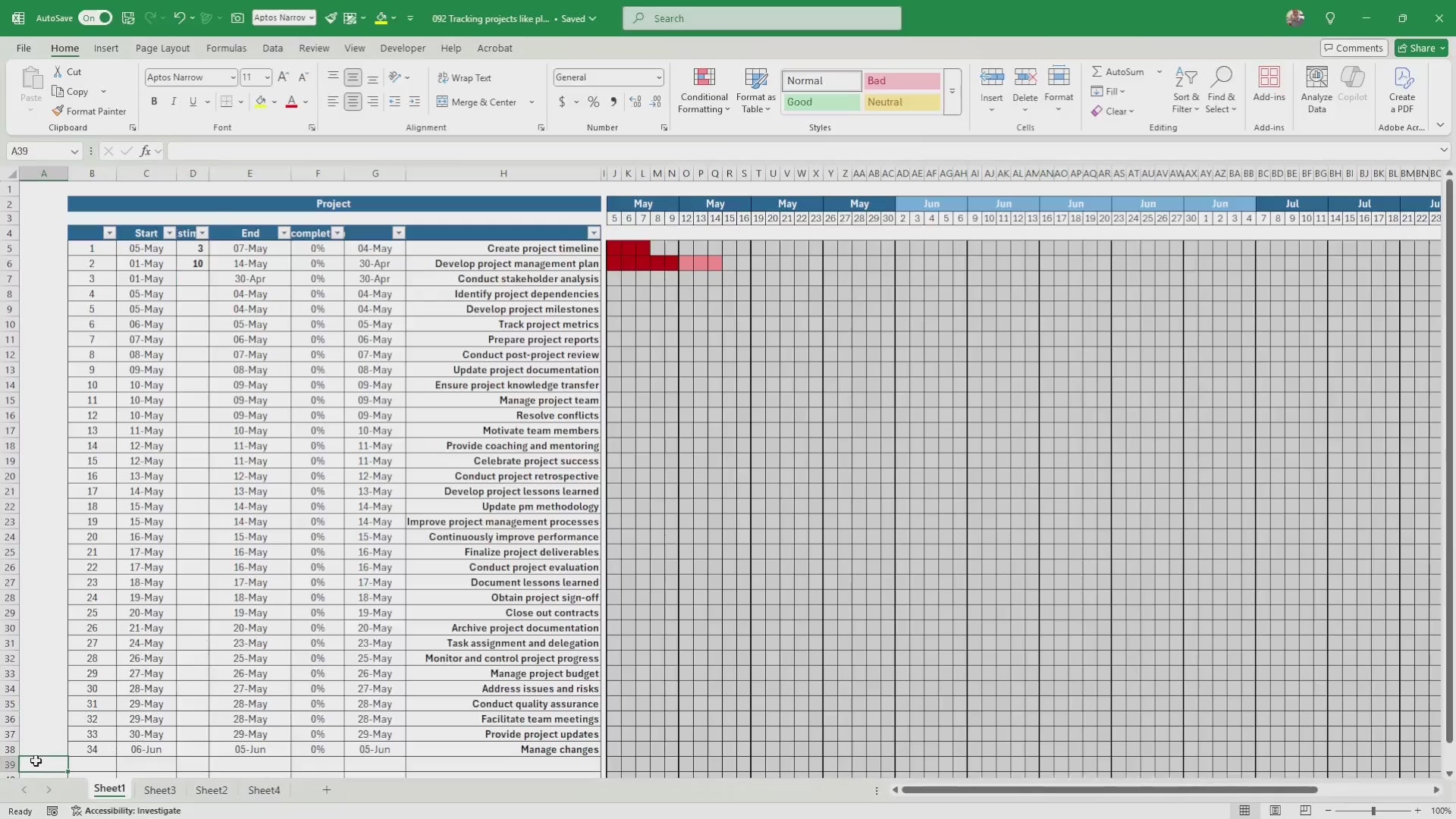 Excel Gantt Chart like Timeline Template | Visual Project Tracker & Progress Planner, Instant Download Digital Product, Task Board in Excel