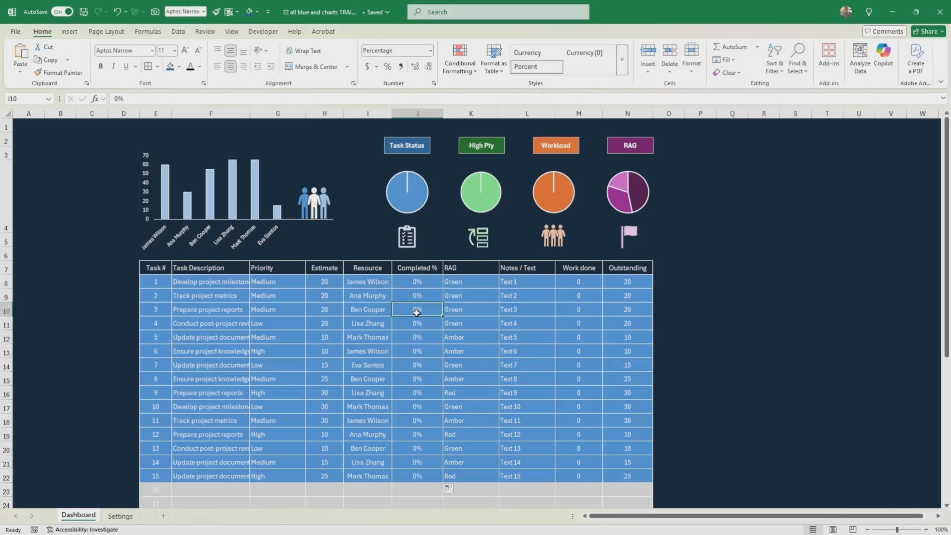 Excel Task Tracker Template: Project Management Spreadsheet (Digital Download)