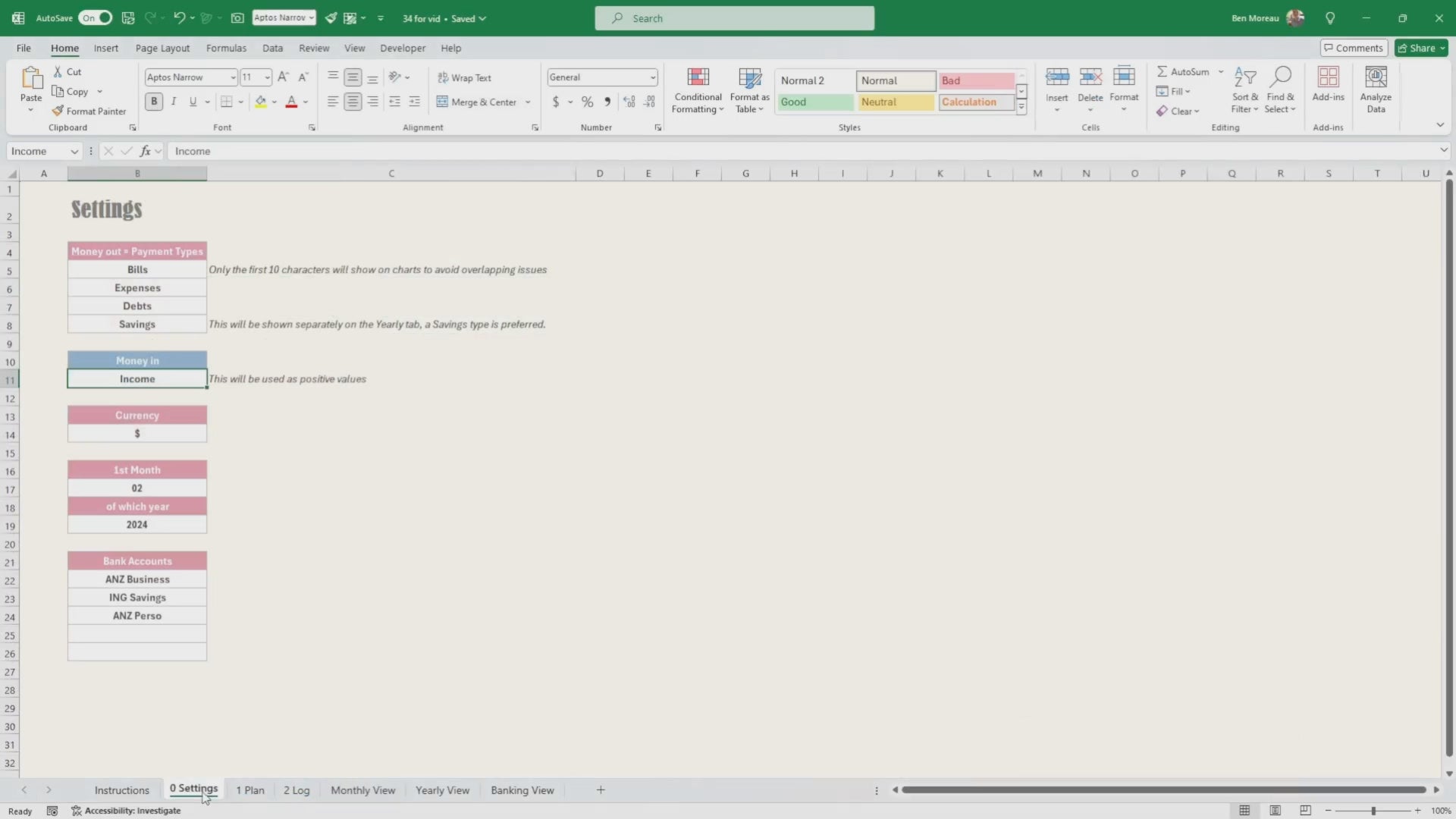 Budget Excel Spreadsheet: Income and Expense Tracker (Digital Download)