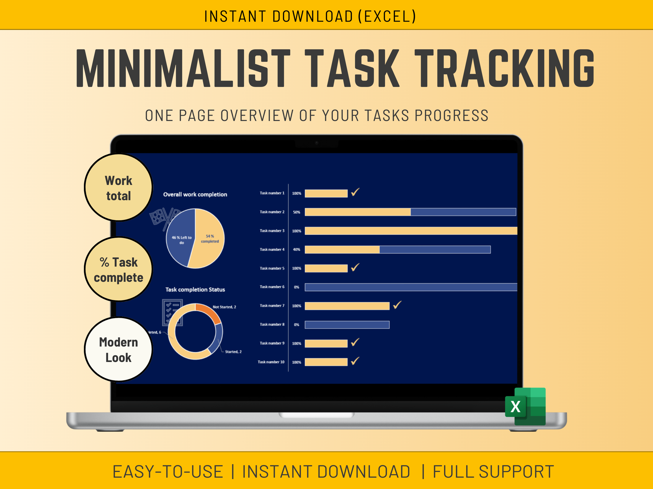 Excel Task Tracking Template Dashboard 
