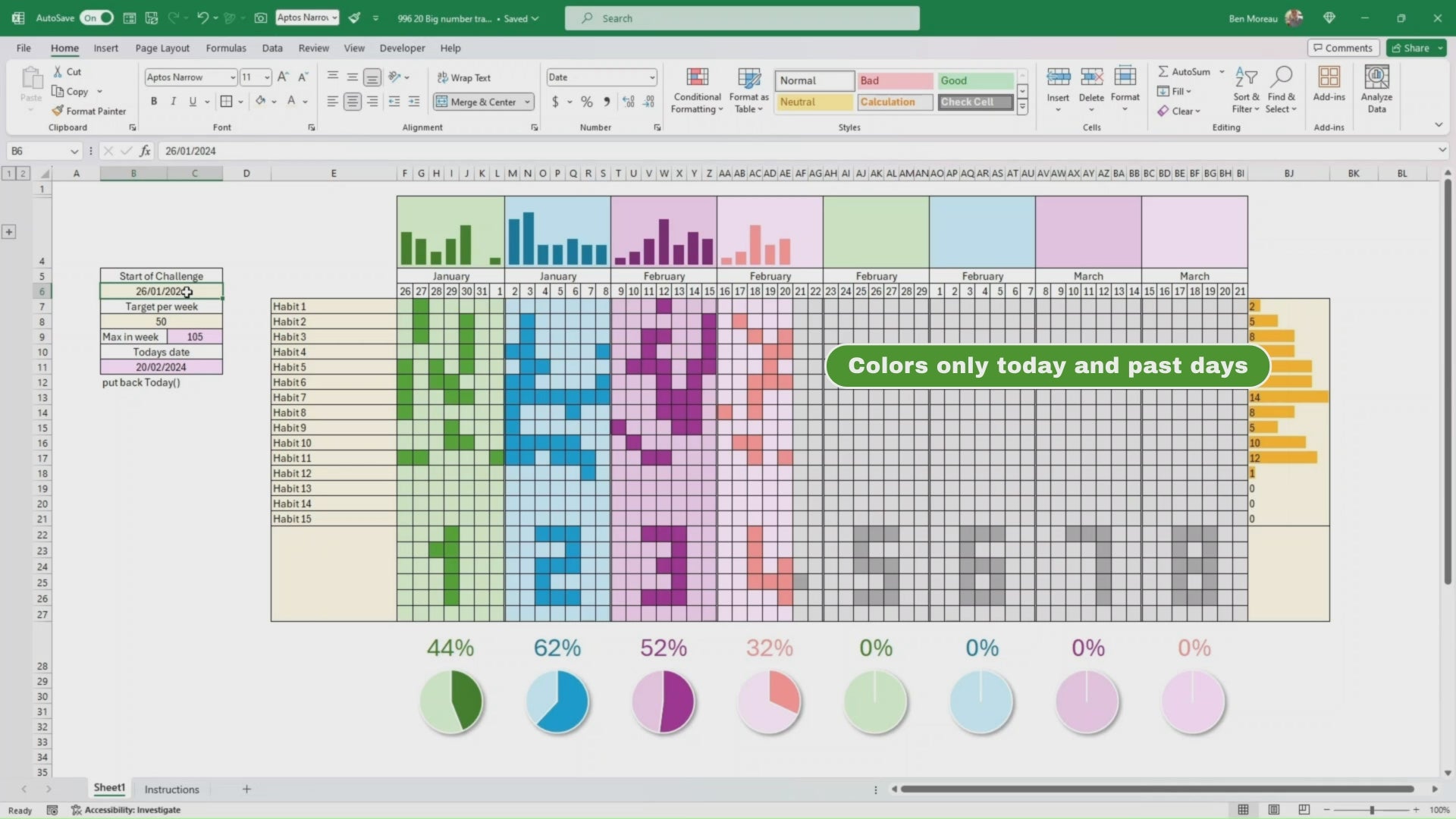 Excel Habit Tracker: Goal Setting Template (Digital Download)