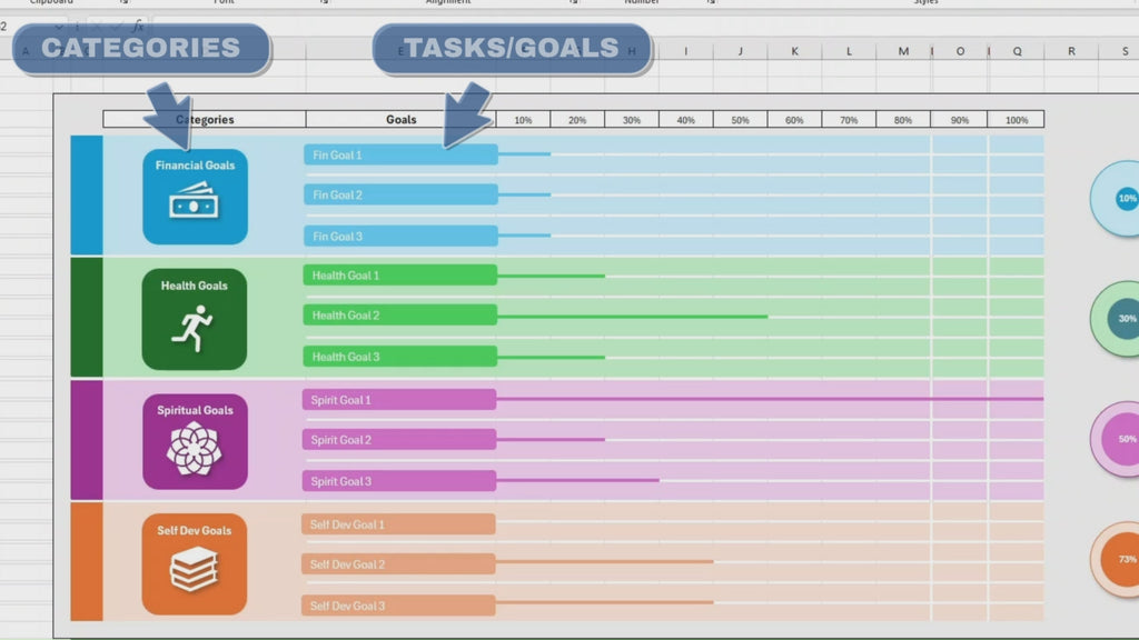 Goal Tracking and Project Tracking Excel template, Project Dashboard, Task Tracking, Goal Reaching, Digital template, Health Management