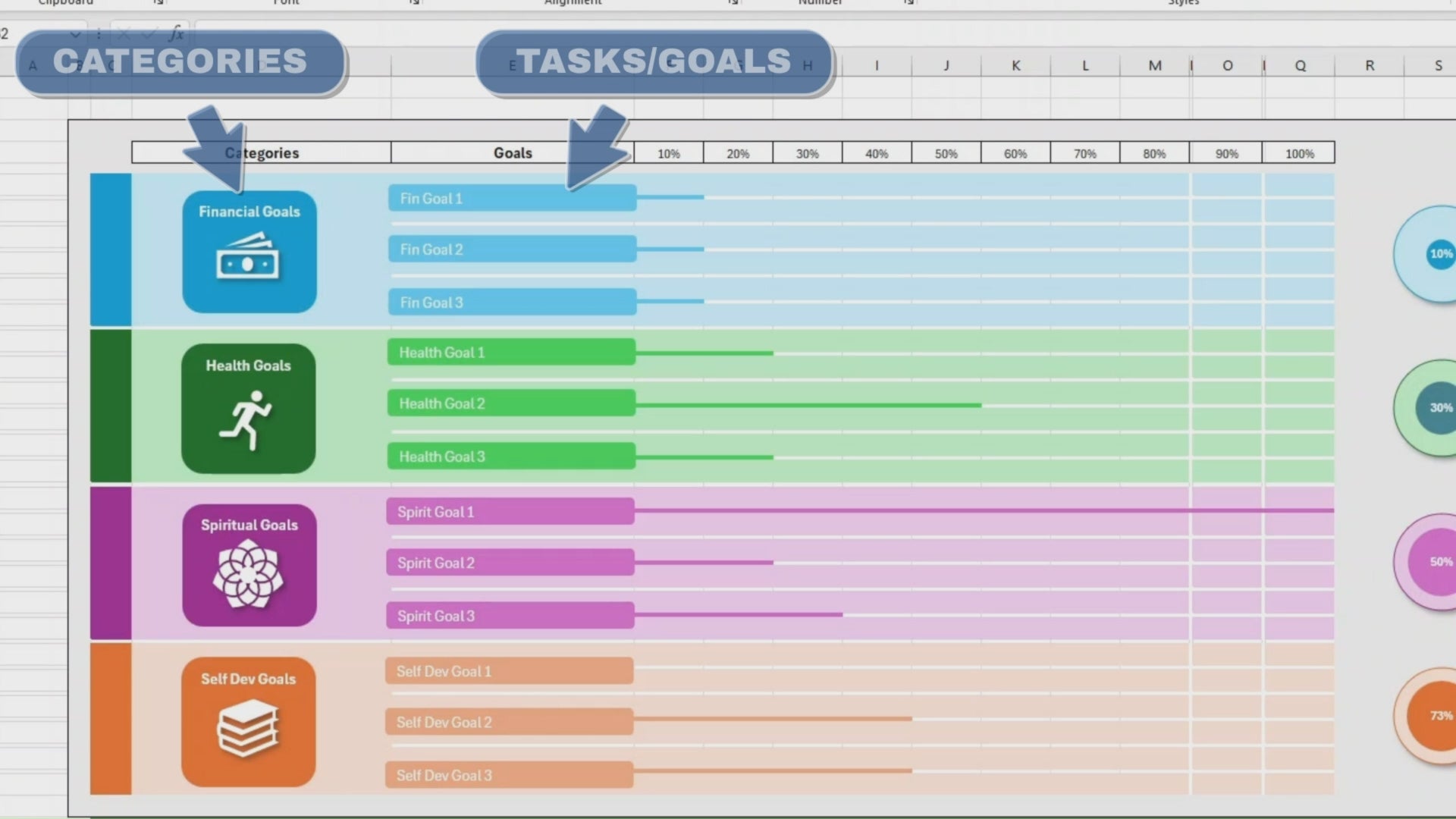 Goal Tracking and Project Tracking Excel template, Project Dashboard, Task Tracking, Goal Reaching, Digital template, Health Management