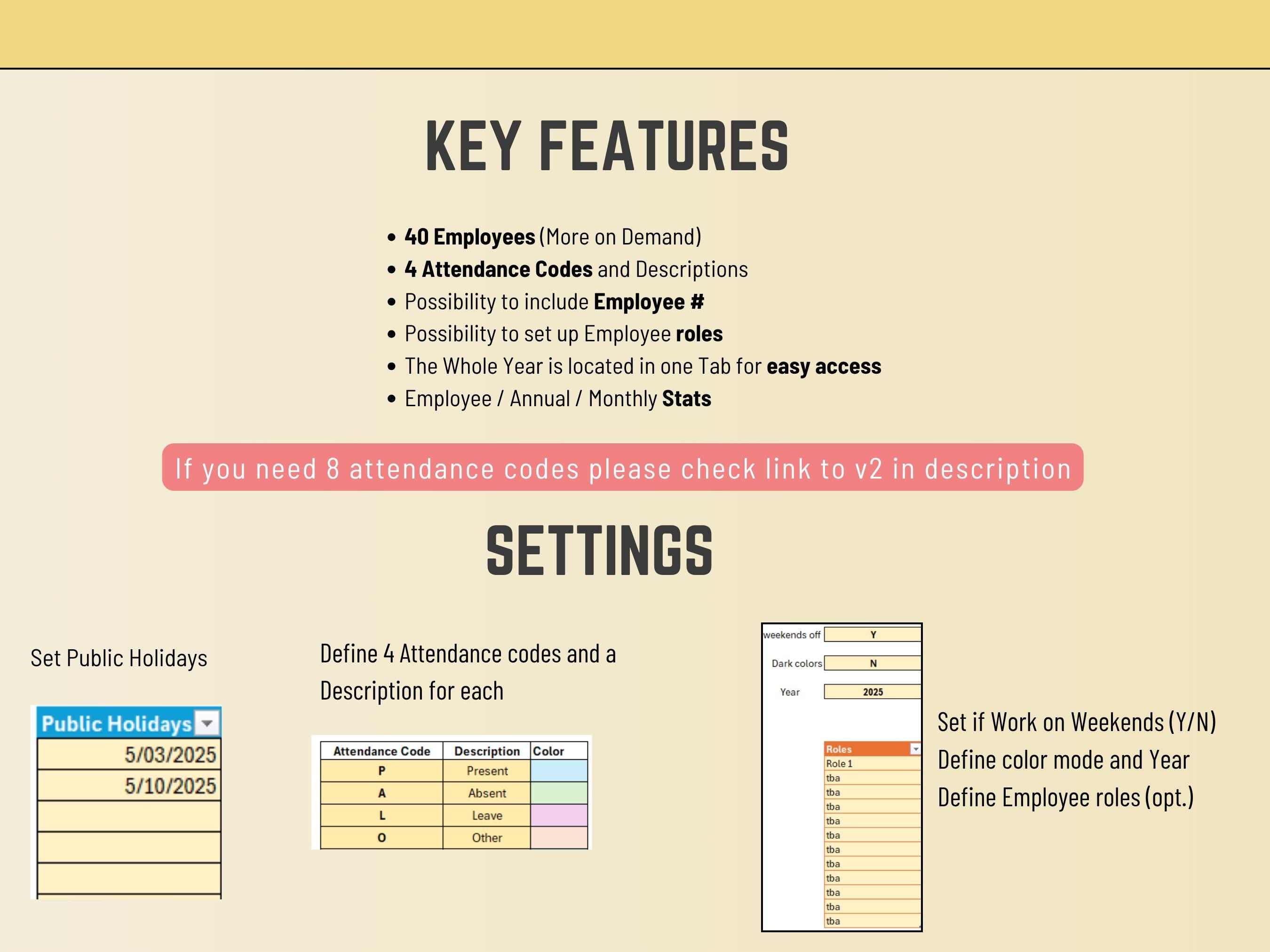 Professional attendance tracker in Excel format designed for streamlined resource management and planning.